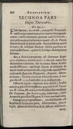 Secunda Pars Huius Breviarii. De Asia