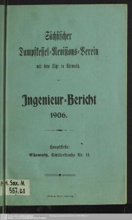 1906: Ingenieur-Bericht