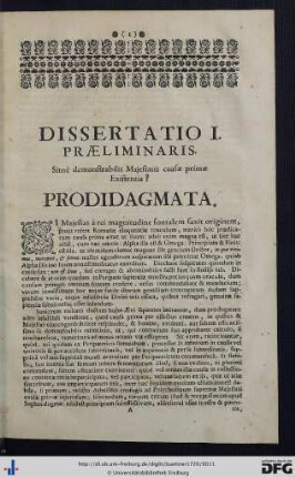 Dissertatio I Praeliminaris.