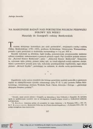 13: Na marginesie badań nad portretem polskim pierwszej połowy XIX wieku : materiały do ikonografii rodziny Bentkowskich