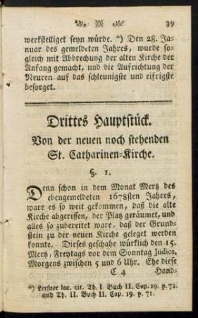 Drittes Hauptstück. Von der neuen noch stehenden St. Catharinen-Kirche