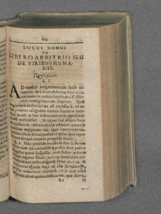 Locus Nonus De Libero Arbitrio seu de Viribus Humanis.