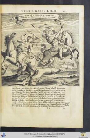 Textkupfer: Ninus und Semiramis auf Jagd.