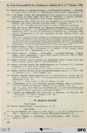IV. Moderne Graphik (Nr. 629-743)