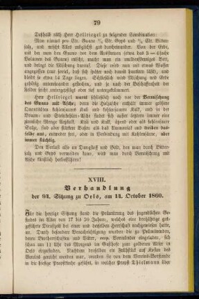 XVIII. Verhandlung der 94. Sitzung zu Oels, am 14. October 1860.