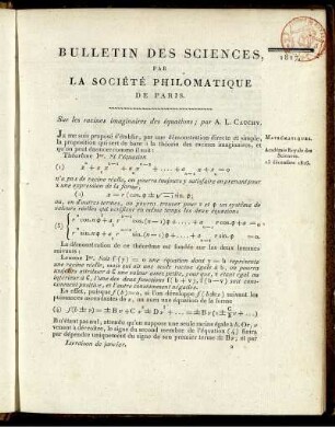 Sur les racines imaginaires des équations