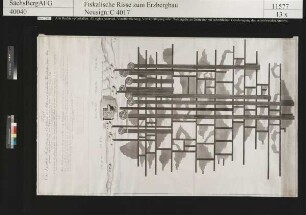 Turmhofer Zug Berggebäude bei Freiberg, Seigere Teufe, Grubenbaue, Kunstgezeuge und großer Treibeschacht