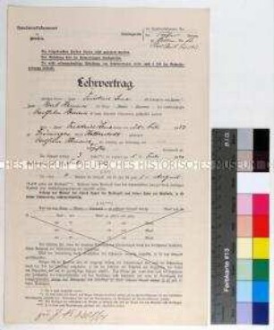 Lehrvertrag der Handwerkskammer zu Berlin für den Töpferlehrling Wilhelm Heinrich in Velten