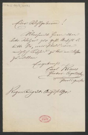 Brief an B. Schott's Söhne : 30.08.1890