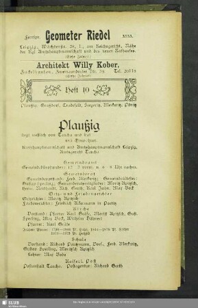 Heft 10. Plaußig, Graßdorf, Cradefeld, Seegeritz, Merkwitz, Pönitz