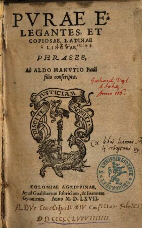 Purae elegantes et copiosae Latinae linguae phrases