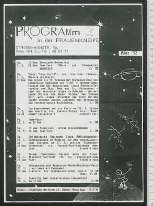 Programm in der Frauenkneipe : März '92