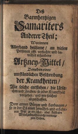 Deß Barmhertzigen Samariters Anderer Theil
