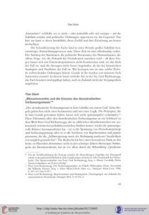 Menschenrechte und die Grenzen des demokratischen Verfassungsstaats