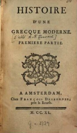 Histoire D'Une Grecque Moderne, 1