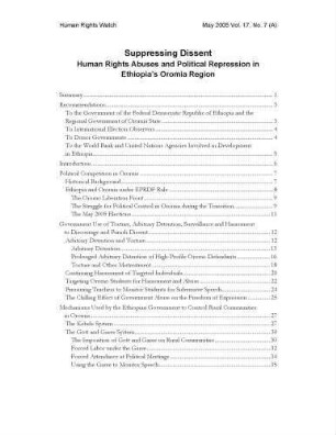 Suppressing dissent : human rights abuses and political repression in Ethiopia's Oromia region