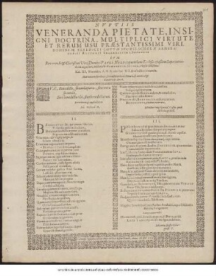 Nuptiis Veneranda Pietate, Insigni Doctrina, Multiplici Virtute Et Rerum Usu Praestantissimi Viri, Domini M. Benedicti Cottae Sponsi, Scholae Arnstadiensis Rectoris Solertissimi, Secundis Cum Reverendis & Clarißimi Viri, Domini Pauli Heldii ... Filiâ relictâ Elisabetha Spons, Virgine lectißima: Kal. XI. Novembr. A. R. S. M DC XII. Arnstadii celebrandis, Haec vota consecrabant & transmittebant Honoris & amoris ergo Fautores & Amici