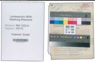 Entnazifizierung Ewald Kraemer , geb. 31.08.1907 (Kaufmaennischer Angestellter)