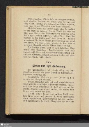 XXV. Flecken und ihre Entfernung