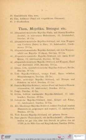 Thon, Majolika, Steingut etc. (Nr. 42 - 123)