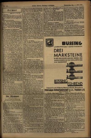 Zweite Ausgabe vom Donnerstag, den 20. Juni 1929.