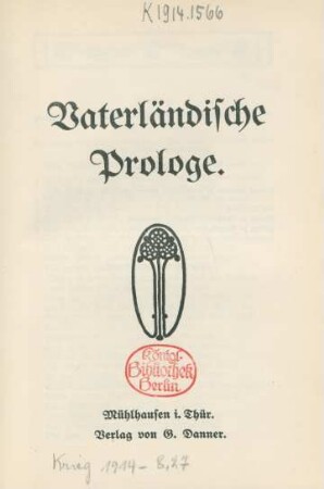 Vaterländische Prologe