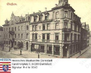 Gießen, Schulstraße mit Post und Kaiserhof