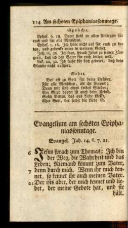 Evangelium am sechsten Epiphaniassonntage