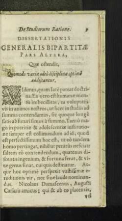 Dissertationis Generalis Bipartitae, Pars Altera