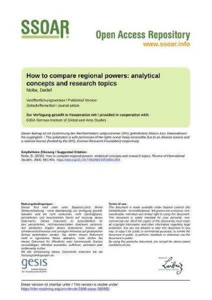 How to compare regional powers: analytical concepts and research topics