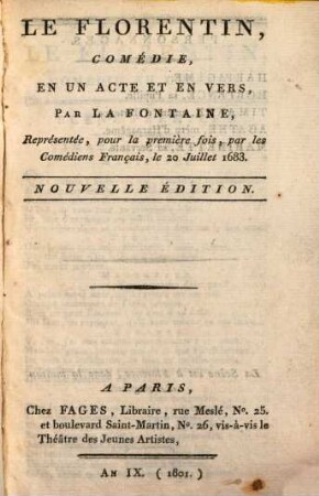 Le Florentin : comédie en un acte et en vers