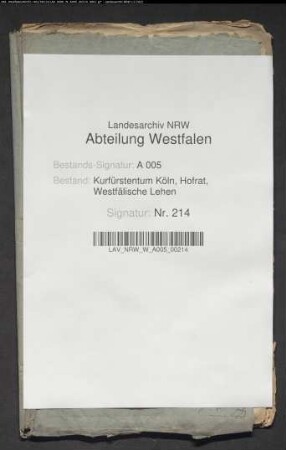 Verwitwete Freifrau von Wrede zu Amecke namens ihrer Söhne Carl Engelbert und Caspar Anton wegen Belehnung mit der vom Freiherrn von Berswordt gekauften Mühle zu Allendorf