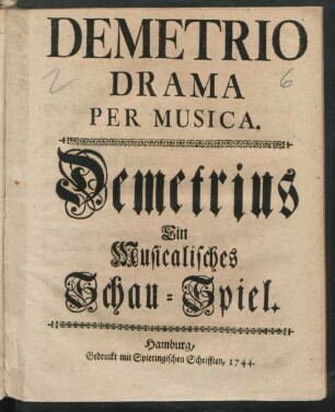 Demetrio : Drama Per Musica.