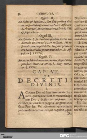 Cap. VII. De Decretis Divinis.