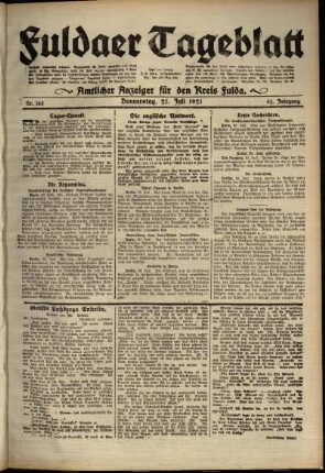 Ausgabe vom Donnerstag, den 21. Juli 1921.