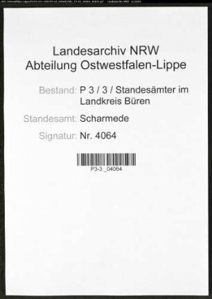 Sterberegister Standesamt Scharmede