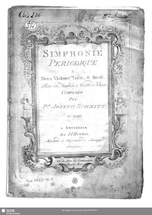 Simphonie periodique : a deux Violons, Taille, & Basse, Flute ou Hautbois & Cornes de Chasse; No. XVIII