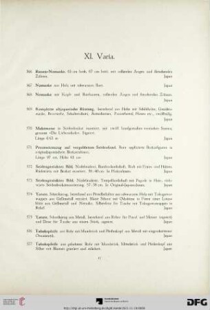 XI. Varia (Nr. 566-581)