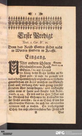 Erste Predigt