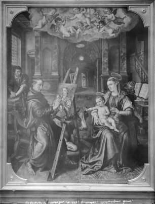 Altar mit Episoden aus dem Leben des heiligen Lukas — Lukas malt die Madonna