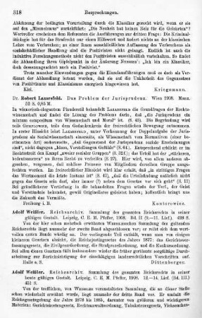 318, Robert Lazarsfeld. Das Problem der Jurisprudenz. 1908
