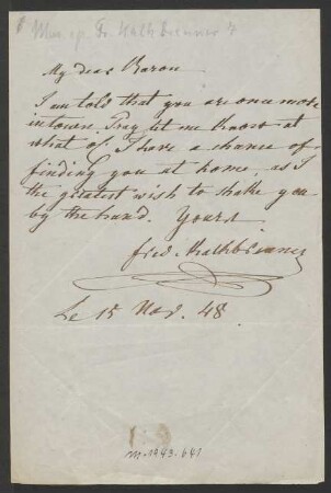 Brief an Unbekannt : 15.11.1848
