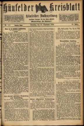 Zweite Ausgabe vom Samstag, den 27. September 1924.