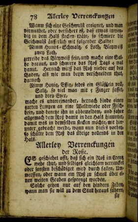 Alleyley Verrenckungen der Roße. - Rappen-Grind- oder Feig-Wartzen.