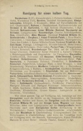 Rundgang für einen halben Tag