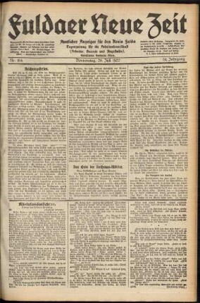 Ausgabe vom Donnerstag, den 20. Juli 1922.