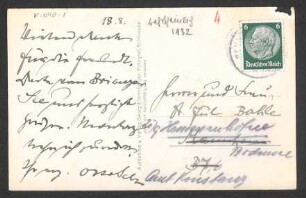 [Ansichtskarte von Otto Selz an Julius Bahle vom 18. August 1932]