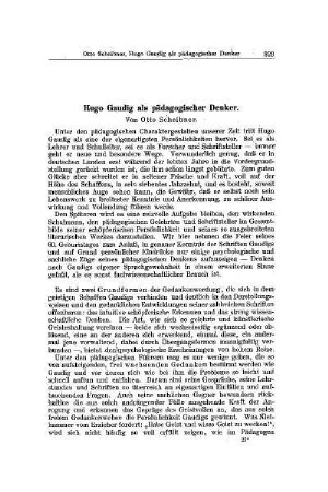 Hugo Gaudig als pädagogischer Denker
