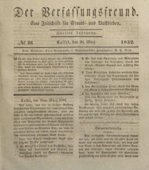 № 26. Cassel, den 31. März 1832.