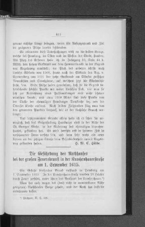 Die Gefährdung des Rathhauses bei der großen Feuersbrunst in der Knochenhauerstraße am 1. September 1615.
